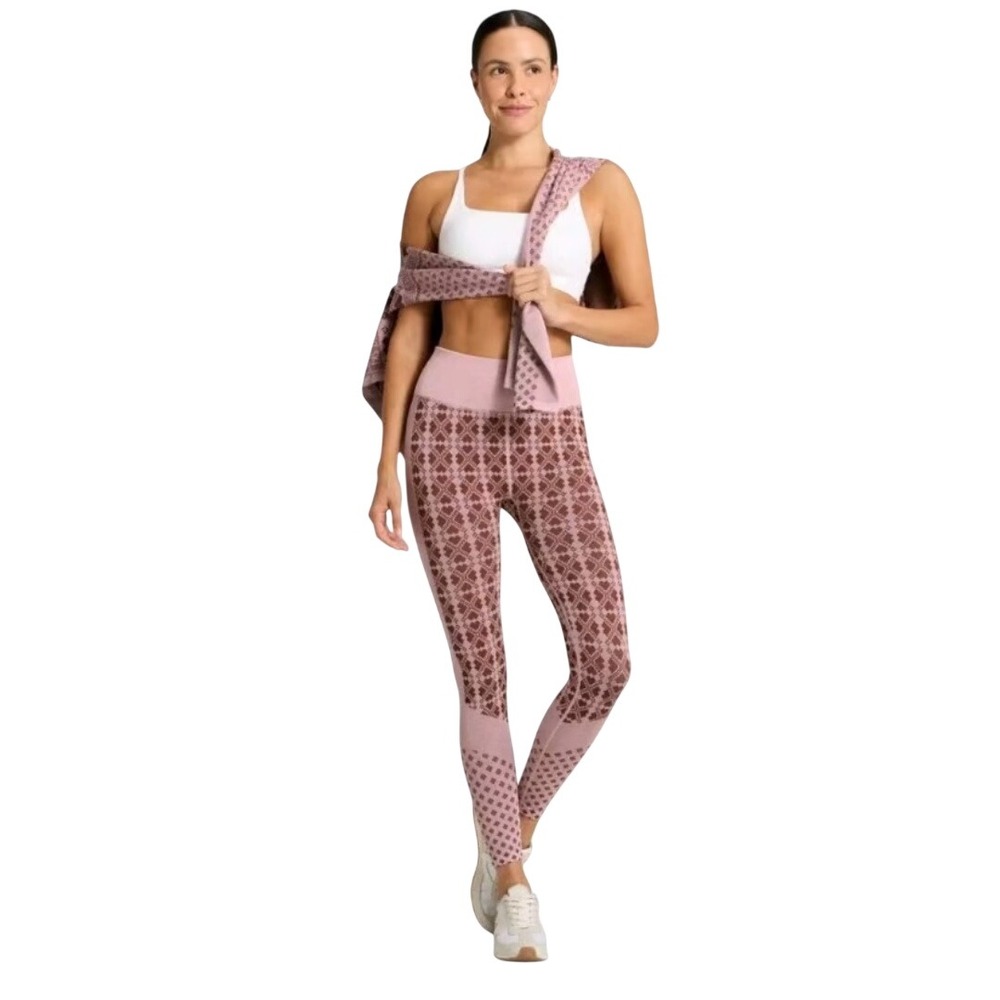 All in Motion Women's Pink Seamless‎ Fair Isle Printed Leggings Size XL